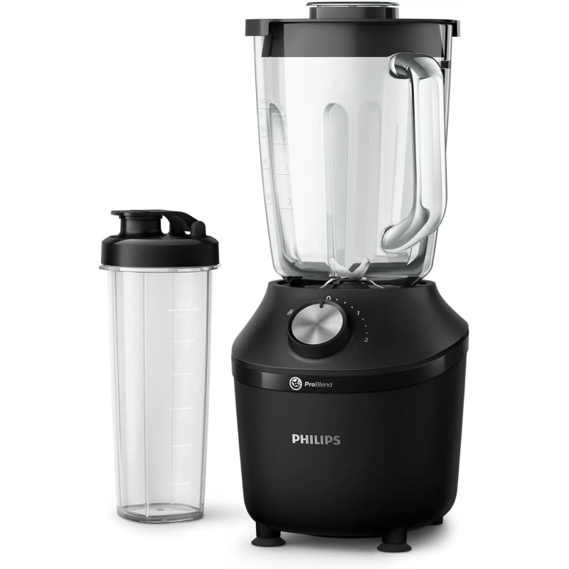 Crni Philips ProBlend Crush blender sa staklenom posudom od 2L i prenosnom flašicom