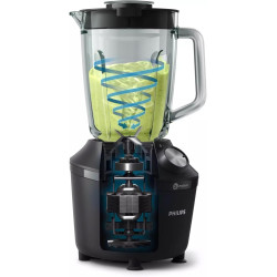 Crni Philips ProBlend Crush blender sa staklenom posudom od 2L i prenosnom flašicom