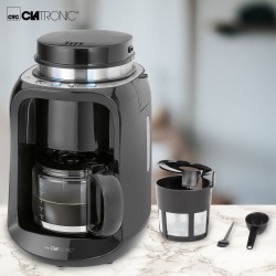 Crni Clatronic KA 3701 2 u 1 aparat za filter kafu sa ugrađenim mlinom od nerđajućeg čelika