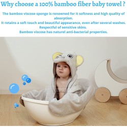 KPRICE Elephant Peškir za Bebe – Bambus, Siva, 90x90cm | Outlet BGD