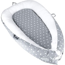 Luchild Ležaljka i Gnezdo za Bebe – Sivo/Bela, Tačke, 85x50cm | Outlet BGD