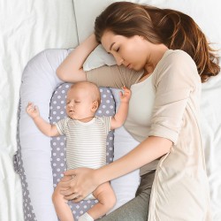 Luchild Ležaljka i Gnezdo za Bebe – Sivo/Bela, Tačke, 85x50cm | Outlet BGD