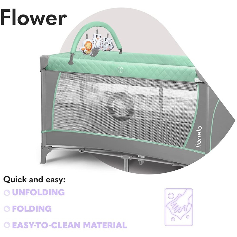 Lionelo Flower 2u1 Krevetac sa Dodacima – Tirkizna | Outlet BGD