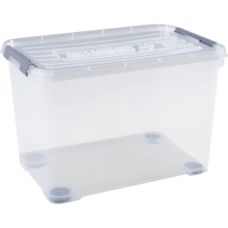 Curver Handy Box Plus prozirna plastična kutija za odlaganje 65 litara sa 4 točka