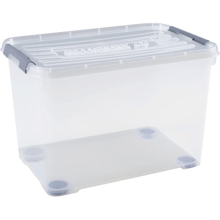 Curver Handy Box Plus prozirna plastična kutija za odlaganje 65 litara sa 4 točka