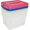 Set od 4 prozirne Curver Handy Box kutije od 25 litara sa plavim, roze, ljubičastim i zelenim poklopcem