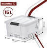 Set 3 Iris Ohyama Kutije 15L | Providne | Sa Ručkom i Kopčama