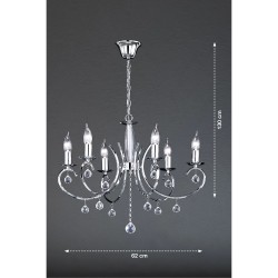 Fischer & Honsel Sala luster 62 cm 6xE14 hrom sa kristalnim detaljima