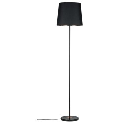 Crna podna lampa Paulmann Neordic Enja sa mermernom bazom, tekstilnim abažurom i detaljima u boji bakra