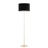 Moderna podna lampa Loistaa Satley sa crnim somotskim abažurom i zlatnim metalnim postoljem
