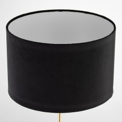 Moderna podna lampa Loistaa Satley sa crnim somotskim abažurom i zlatnim metalnim postoljem