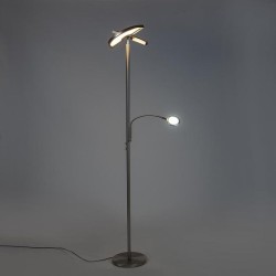 Moderna Trio Split LED podna lampa od mat nikla sa gornjim svetlom i rukom za čitanje