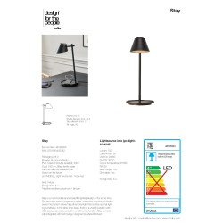Nordlux DFTP Stay moderna crna LED stona lampa sa USB priključkom i touch prigušivačem svetla