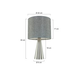 Moderna stona lampa Trio Cosinus sa sivim tekstilnim abažurom i bazom od mat nikla