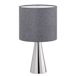 Moderna stona lampa Trio Cosinus sa sivim tekstilnim abažurom i bazom od mat nikla