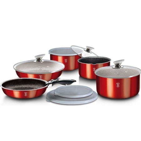 Berlinger Haus BH-1674 set posuđa 12 delova metalik burgundy boja turbo indukcija