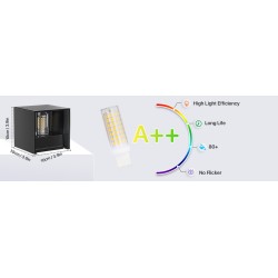 Set od dve crne LED zidne lampe kocke Lureshine sa podesivim uglom svetla i IP65 zaštitom