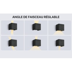 Set od dve crne LED zidne lampe kocke Lureshine sa podesivim uglom svetla i IP65 zaštitom