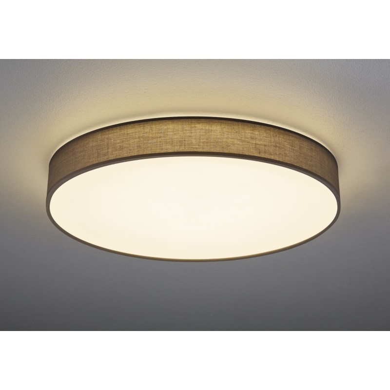 Velika Trio Lugano LED plafonjera od sive tkanine prečnika 75 cm sa daljinskim upravljačem