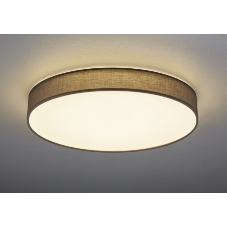 Velika Trio Lugano LED plafonjera od sive tkanine prečnika 75 cm sa daljinskim upravljačem
