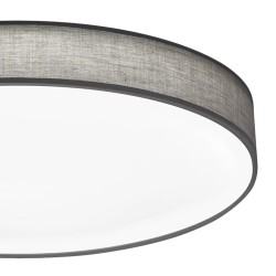 Velika Trio Lugano LED plafonjera od sive tkanine prečnika 75 cm sa daljinskim upravljačem