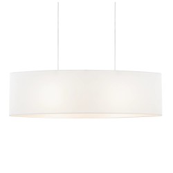Široka viseća lampa Loistaa Son od bele tkanine sa dva E27 grla za trpezarijski sto
