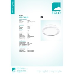 EGLO Carpi LED Plafonjera IP44 | 39cm | Za Kupatilo