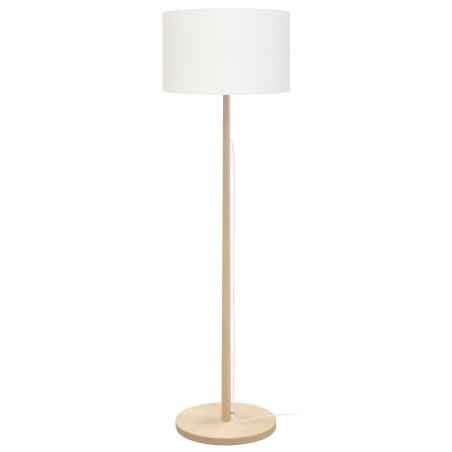 Tosel Mykines podna lampa od prirodnog drveta sa bež pamučnim abažurom u skandinavskom stilu