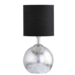 Wofi Carmen stona lampa sa crnim tekstilnim abažurom i dekorativnim postoljem srebrne šare