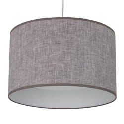 Moderna viseća lampa Lugh Lighting Castiel sa sivim lanenim abažurom i donjim difuzorom protiv blještanja