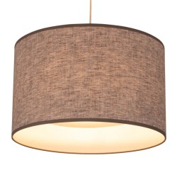 Moderna viseća lampa Lugh Lighting Castiel sa sivim lanenim abažurom i donjim difuzorom protiv blještanja