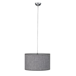 Moderna viseća lampa Lugh Lighting Castiel sa sivim lanenim abažurom i donjim difuzorom protiv blještanja