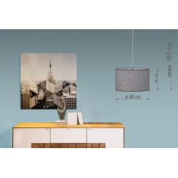 Moderna viseća lampa Lugh Lighting Castiel sa sivim lanenim abažurom i donjim difuzorom protiv blještanja