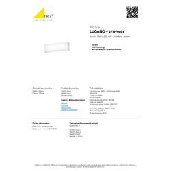 Moderna Trio Lugano LED zidna lampa od bele tkanine širine 25 cm sa integrisanim prekidačem
