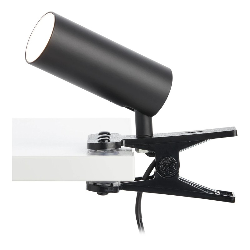 Crna LED lampa na štipaljku Brilliant Soeren 18cm za radni sto i policu