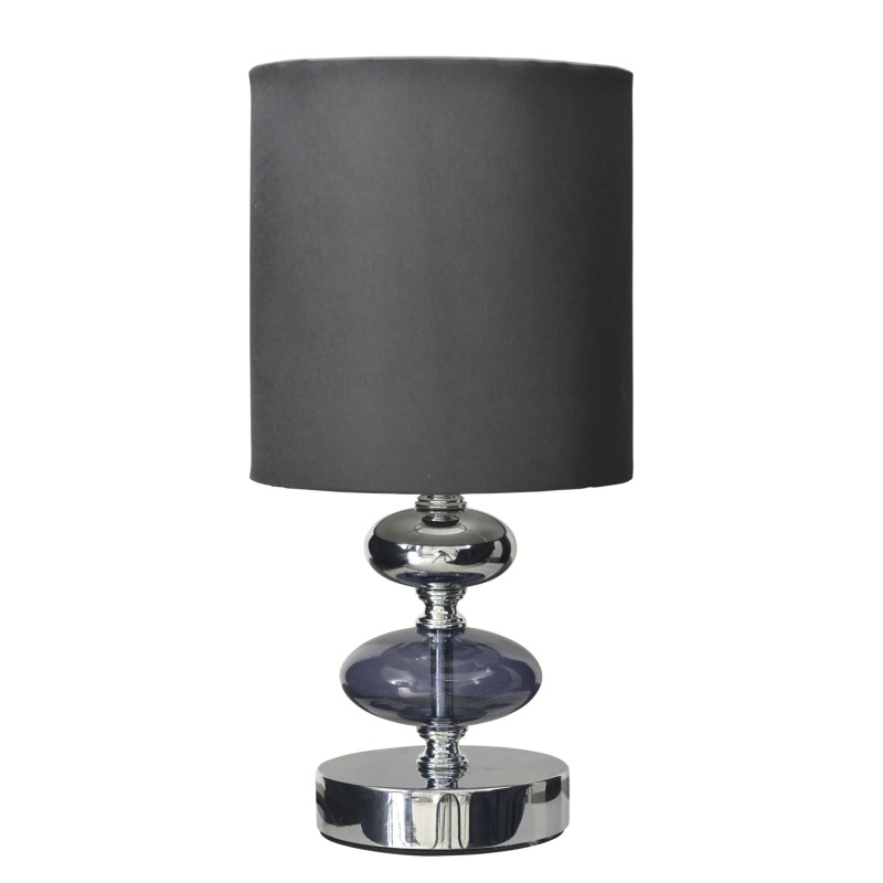 Elegantna noćna stona lampa Nave John sa crnim tekstilnim abažurom i hromiranim postoljem