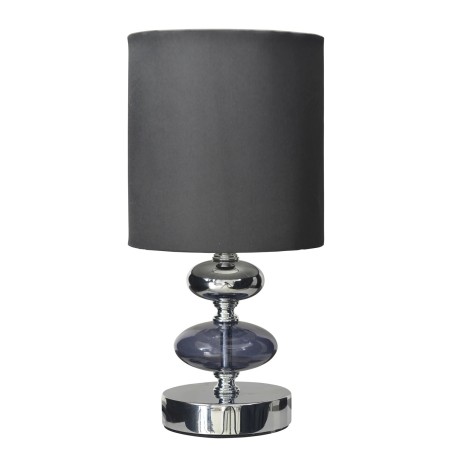 Elegantna noćna stona lampa Nave John sa crnim tekstilnim abažurom i hromiranim postoljem