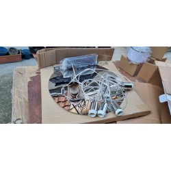 WOFI Action Ciara visilica sa pet tekstilnih abažura u beloj, bež i taupe boji i hromiranim metalnim nosačem
