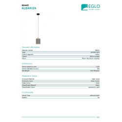 EGLO Albariza 99445 Visilica | Tekstilni Abažur Kapućino i Zlato
