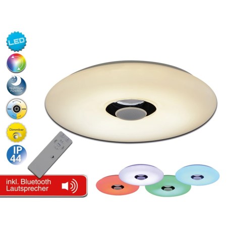 Pametna vodootporna LED plafonjera Näve sa integrisanim Bluetooth zvučnikom i daljinskim upravljačem