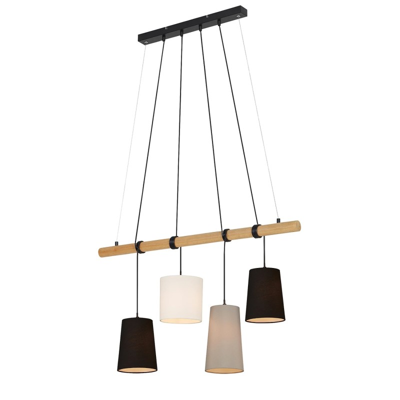 Viseća lampa sa 4 abažura Briloner Paego u crnoj, beloj i sivoj boji iznad stola