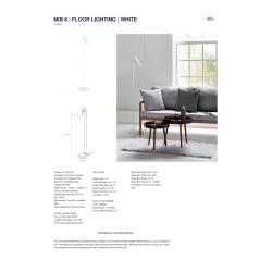 Bela samostojeća podna lampa Nordlux DFTP Mib 6 sa podesivim spot reflektorom