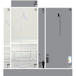 Bela samostojeća podna lampa Nordlux DFTP Mib 6 sa podesivim spot reflektorom