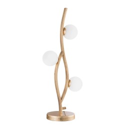 Nemačka luksuzna stona lampa Wofi Dina zlatne boje sa tri opal bele staklene kugle