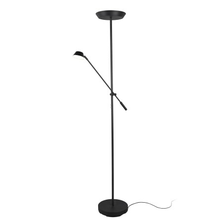 Crna Trio Reality Haora LED podna lampa sa glavnim fluter svetlom i usmerivim čitalačkim krakom