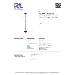 Crna Trio Reality Haora LED podna lampa sa glavnim fluter svetlom i usmerivim čitalačkim krakom
