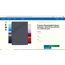 Premium elastični pamučni čaršav antracit boje NatureMark za vodene i BoxSpring krevete outlet