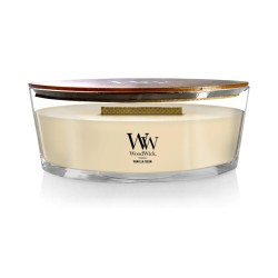 Velika luksuzna ovalna sveća WoodWick Vanilla Bean sa drvenim fitiljem koji pucketa outlet