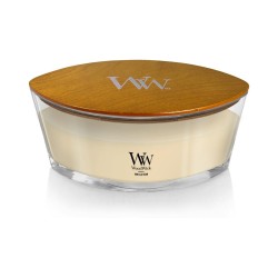 Velika luksuzna ovalna sveća WoodWick Vanilla Bean sa drvenim fitiljem koji pucketa outlet