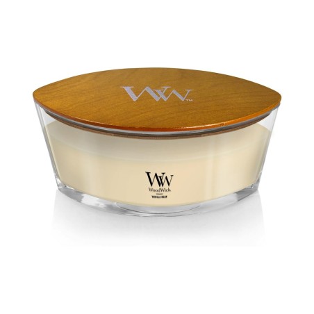 Velika luksuzna ovalna sveća WoodWick Vanilla Bean sa drvenim fitiljem koji pucketa outlet